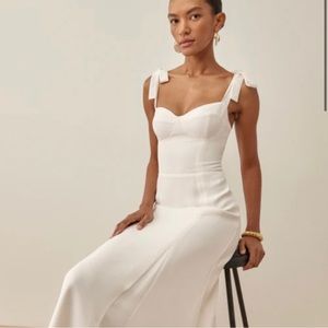 Reformation Nadira White / Ivory Midi Dress Size 0 sold out everywhere!